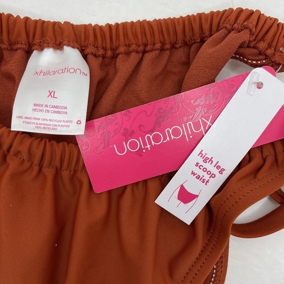 Xhilaration Juniors Orange High Leg Scoop String Bikini Bottom Junior Size 8-10 - Picture 8 of 10